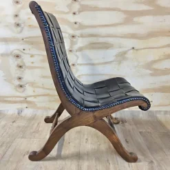 Pamono Vintage Valenti Slipper Chair in Woven Leather by Pierre Lottier for Valenti Luce, Spain, 1950s New