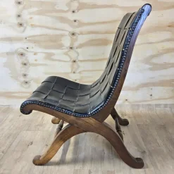 Pamono Vintage Valenti Slipper Chair in Woven Leather by Pierre Lottier for Valenti Luce, Spain, 1950s New