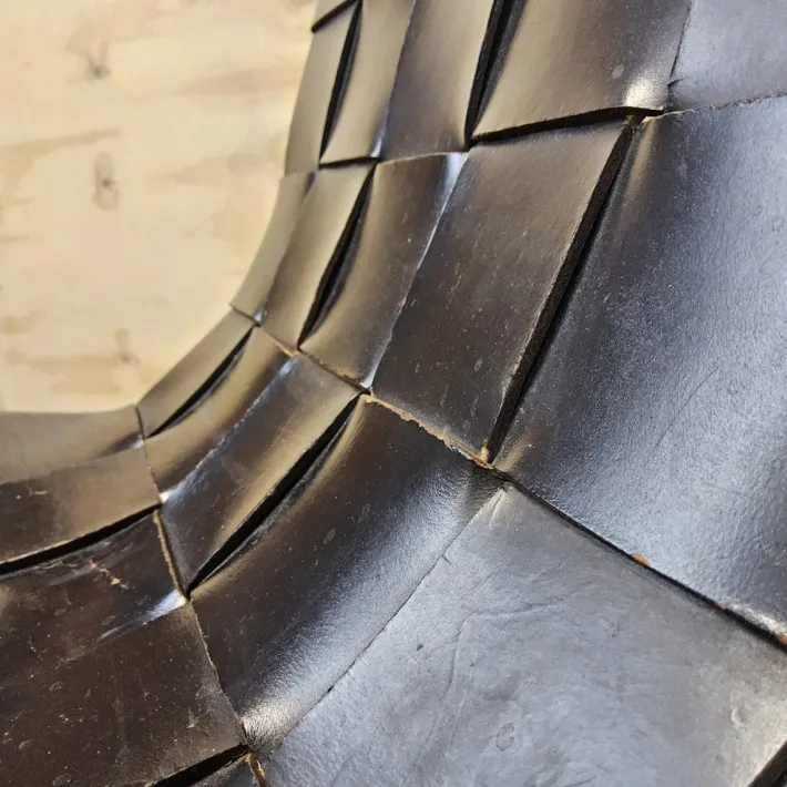 Pamono Vintage Valenti Slipper Chair in Woven Leather by Pierre Lottier for Valenti Luce, Spain, 1950s New