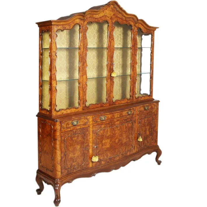 Pamono Vintage Venetian Rococo Glass Cabinet in Walnut Burl, 1930s Best