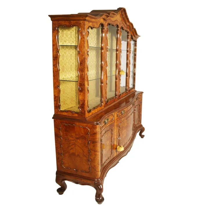 Pamono Vintage Venetian Rococo Glass Cabinet in Walnut Burl, 1930s Best