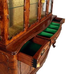 Pamono Vintage Venetian Rococo Glass Cabinet in Walnut Burl, 1930s Best