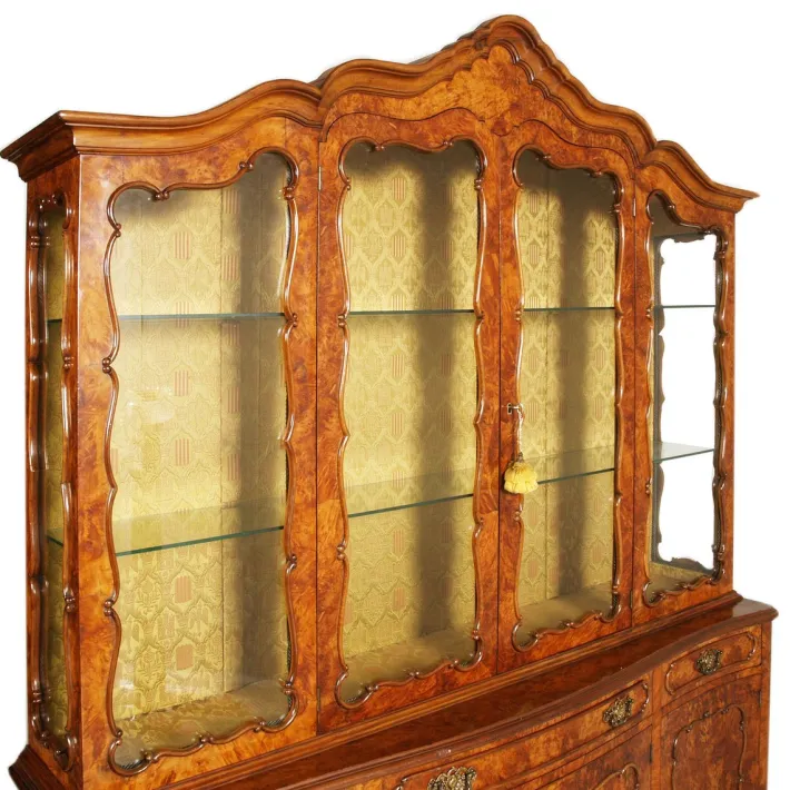 Pamono Vintage Venetian Rococo Glass Cabinet in Walnut Burl, 1930s Best