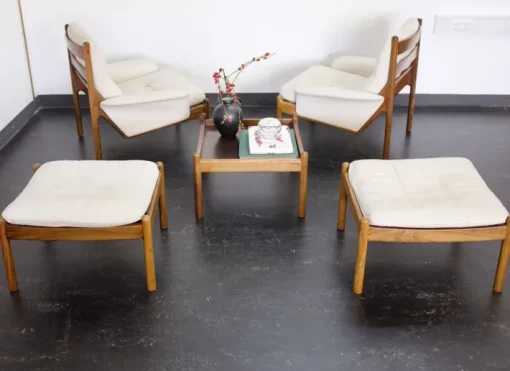 Pamono Vintage Venus Living Room Set by Illum Wikkelso for Silkeborg, 1960s, Set of 5 Outlet