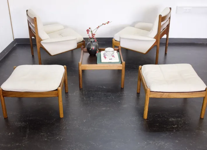 Pamono Vintage Venus Living Room Set by Illum Wikkelso for Silkeborg, 1960s, Set of 5 Outlet