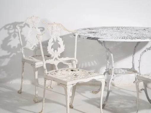 Pamono Vintage White Garden Table and Chairs, 1950, Set of 5 Best