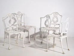 Pamono Vintage White Garden Table and Chairs, 1950, Set of 5 Best