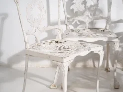 Pamono Vintage White Garden Table and Chairs, 1950, Set of 5 Best