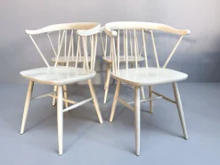 Pamono Vintage White Lacquered Spindle Chairs from Nesto, 1960s, Set of 4 New