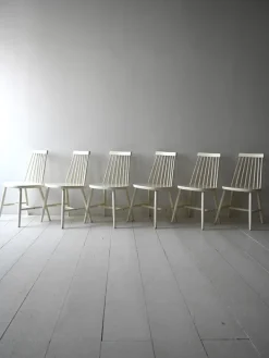 Pamono Vintage White Pinstolar Chairs, 1960s, Set of 6 Online