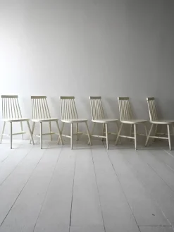 Pamono Vintage White Pinstolar Chairs, 1960s, Set of 6 Online