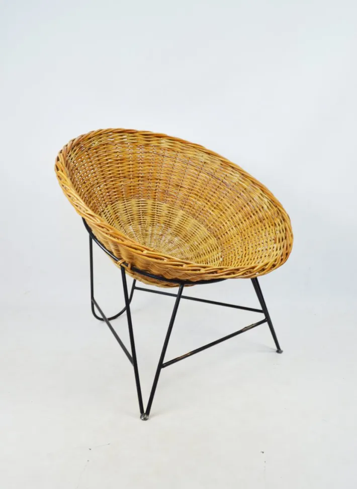 Pamono Vintage Wicker Armchair, 1970s