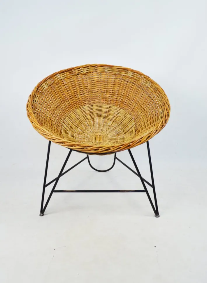 Pamono Vintage Wicker Armchair, 1970s