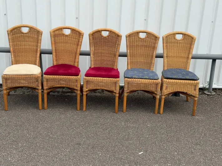 Pamono Vintage Wicker Chairs, Set of 4