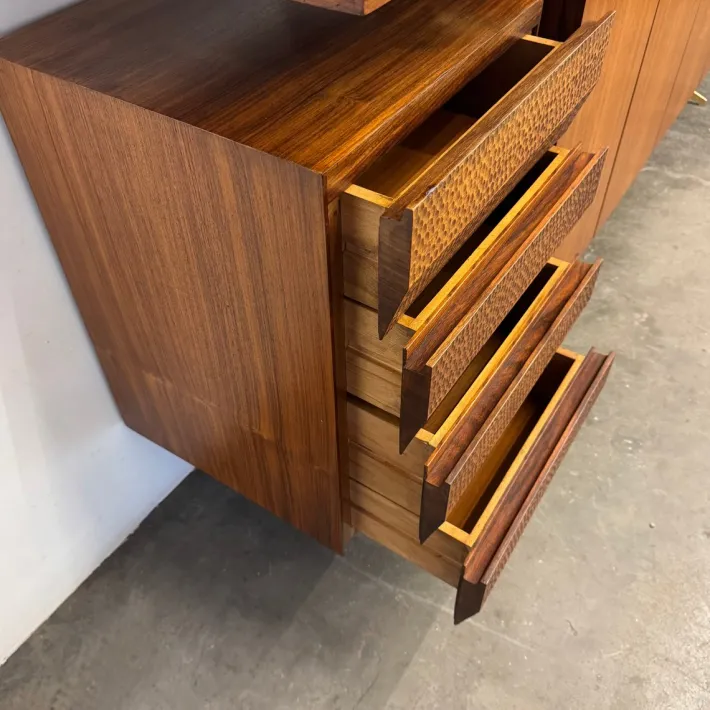 Pamono Vintage Wood and Brass Sideboard, 1950s Sale