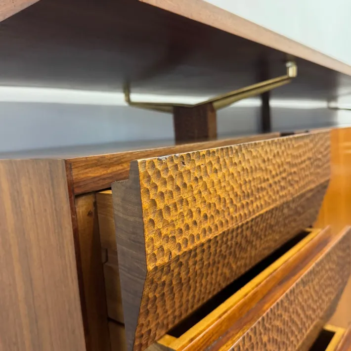 Pamono Vintage Wood and Brass Sideboard, 1950s Sale