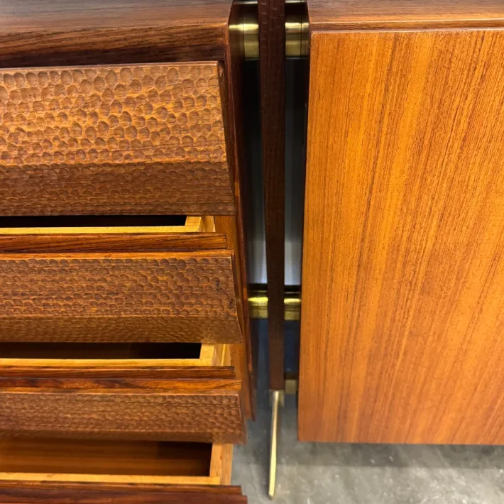 Pamono Vintage Wood and Brass Sideboard, 1950s Sale