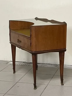 Pamono Vintage Wood and Glass Bedside Tables, 1950s, Set of 2 Clearance