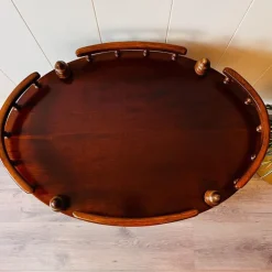 Pamono Vintage Wooden Carved Serving Trolley on Wheels, 1960s