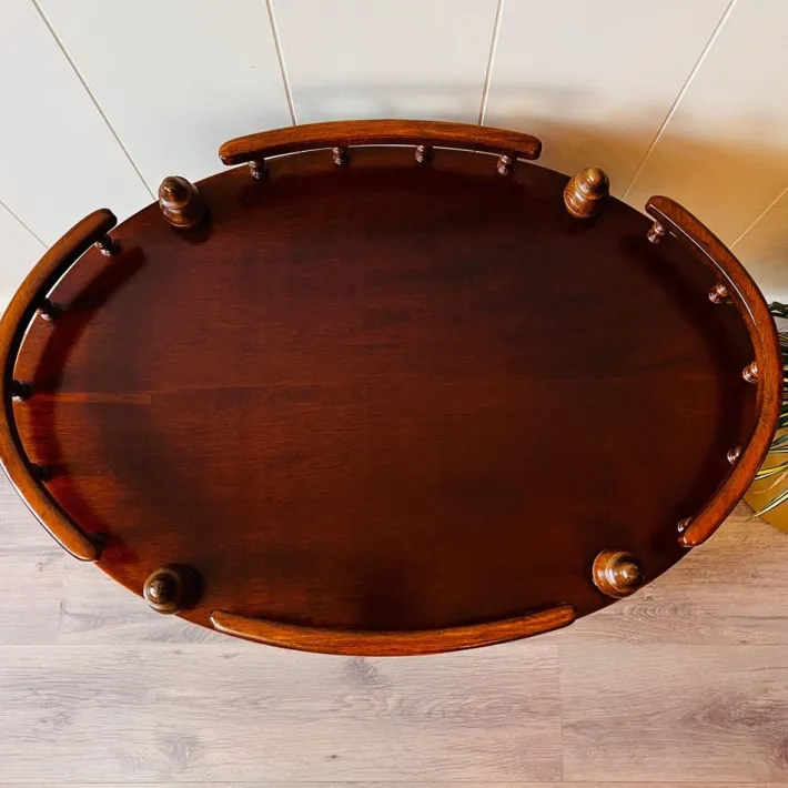 Pamono Vintage Wooden Carved Serving Trolley on Wheels, 1960s