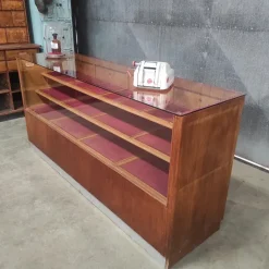 Pamono Vintage Wooden Haberdashery Display Counter with 20 Drawers and Glass Top Best