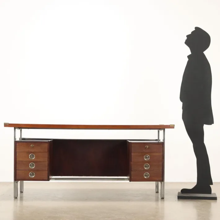 Pamono Vintage Writing Desk in Exotic Wood Veneer, 1960s New