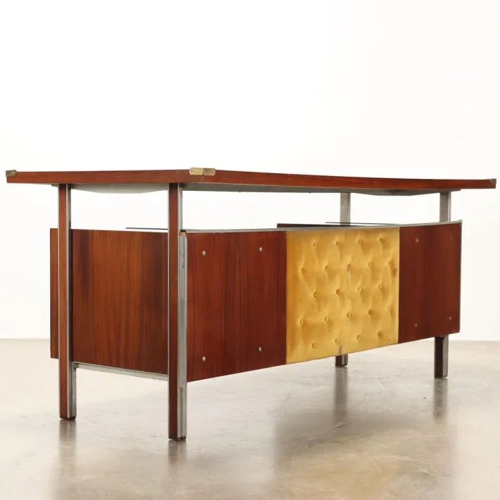 Pamono Vintage Writing Desk in Exotic Wood Veneer, 1960s New