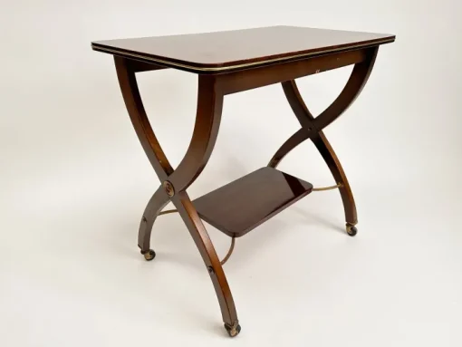 Pamono Vintage X-Frame Side Table on Wheels Sale