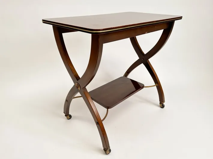 Pamono Vintage X-Frame Side Table on Wheels Sale