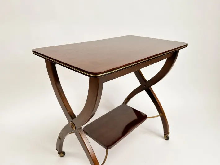 Pamono Vintage X-Frame Side Table on Wheels Sale