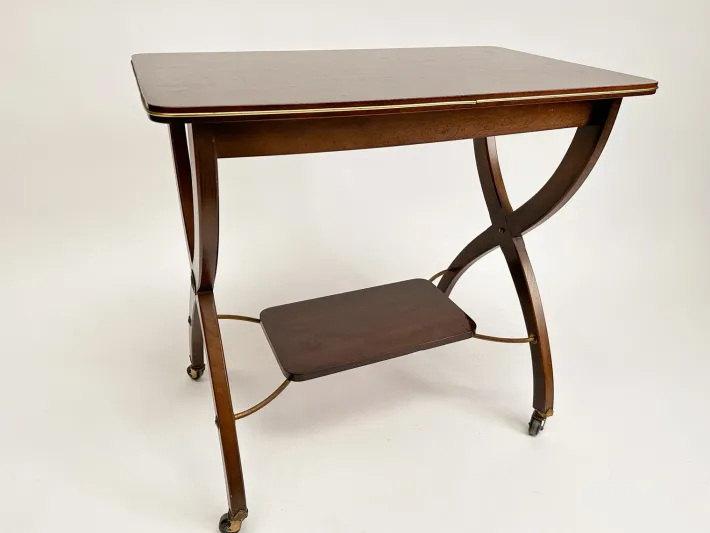 Pamono Vintage X-Frame Side Table on Wheels Sale