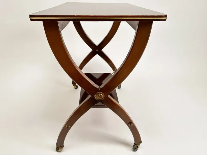 Pamono Vintage X-Frame Side Table on Wheels Sale