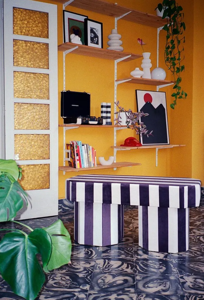Pamono Viva Stripe Black and White Bench by Houtique Discount
