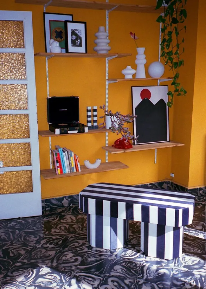 Pamono Viva Stripe Black and White Bench by Houtique Discount