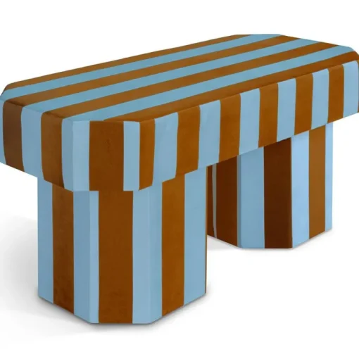 Pamono Viva Stripe Blue and Brown Bench by Houtique New