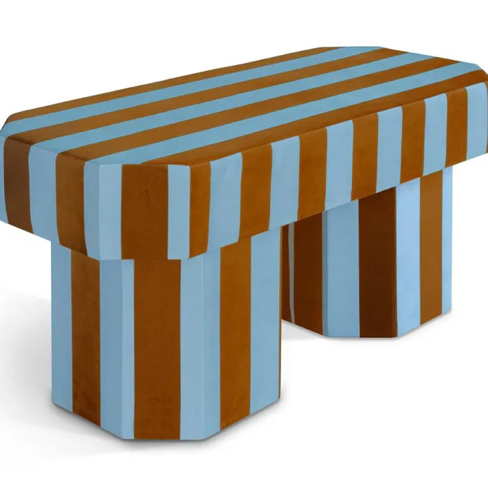 Pamono Viva Stripe Blue and Brown Bench by Houtique New