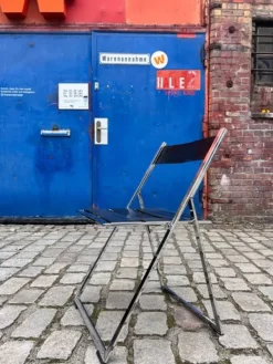 Pamono Vono Folding Chair in Leather and Chrome from Interlübke Sale