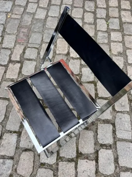 Pamono Vono Folding Chair in Leather and Chrome from Interlübke Sale
