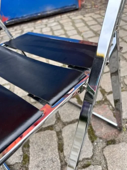 Pamono Vono Folding Chair in Leather and Chrome from Interlübke Sale