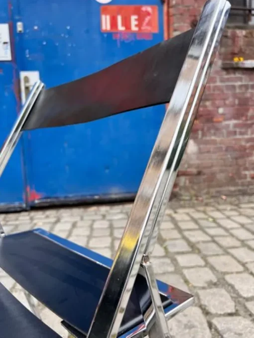 Pamono Vono Folding Chair in Leather and Chrome from Interlübke Sale