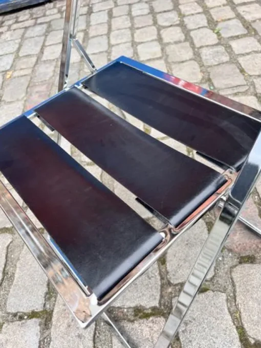 Pamono Vono Folding Chair in Leather and Chrome from Interlübke Sale