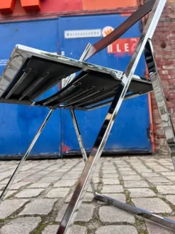 Pamono Vono Folding Chair in Leather and Chrome from Interlübke Sale