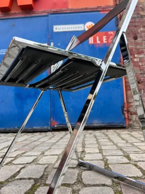 Pamono Vono Folding Chair in Leather and Chrome from Interlübke Sale