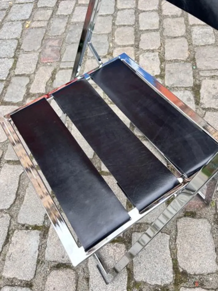 Pamono Vono Folding Chair in Leather and Chrome from Interlübke Sale