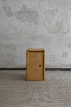 Pamono Wall Cabinet in Rattan and Brass by Dal Vera, 1970s Clearance