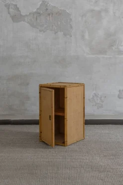 Pamono Wall Cabinet in Rattan and Brass by Dal Vera, 1970s Clearance