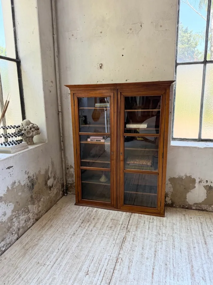 Pamono Walnut and Glass Bookcase, 1890s Online