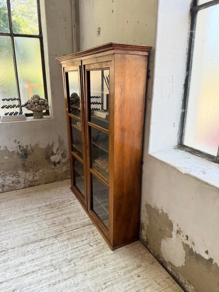 Pamono Walnut and Glass Bookcase, 1890s Online