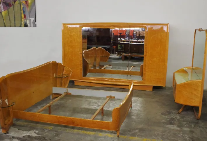 Pamono Walnut Burl Bedroom Set by Osvaldo Borsani, 1950s, Set of 3 Discount