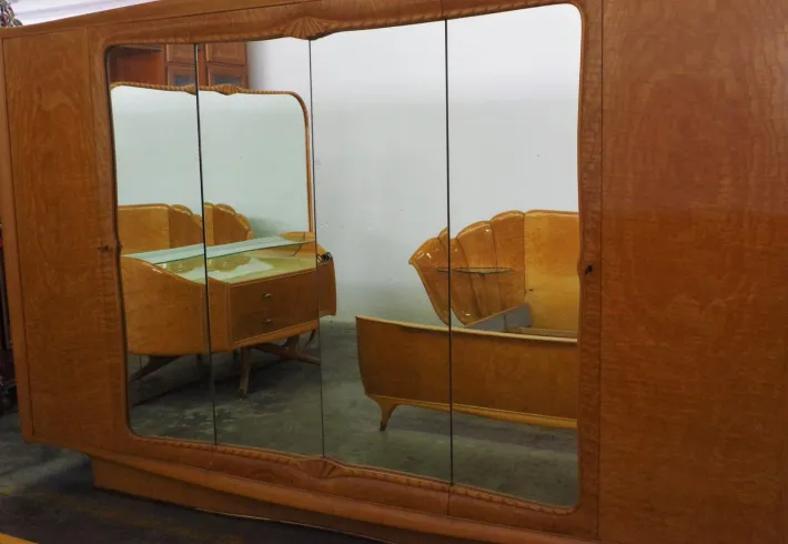 Pamono Walnut Burl Bedroom Set by Osvaldo Borsani, 1950s, Set of 3 Discount